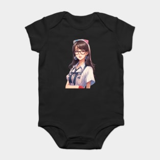 Nerd Asian Schoolgirl Baby Bodysuit